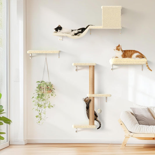 10-teiliges Kletterwand-Set mit Hängematte, Beige
