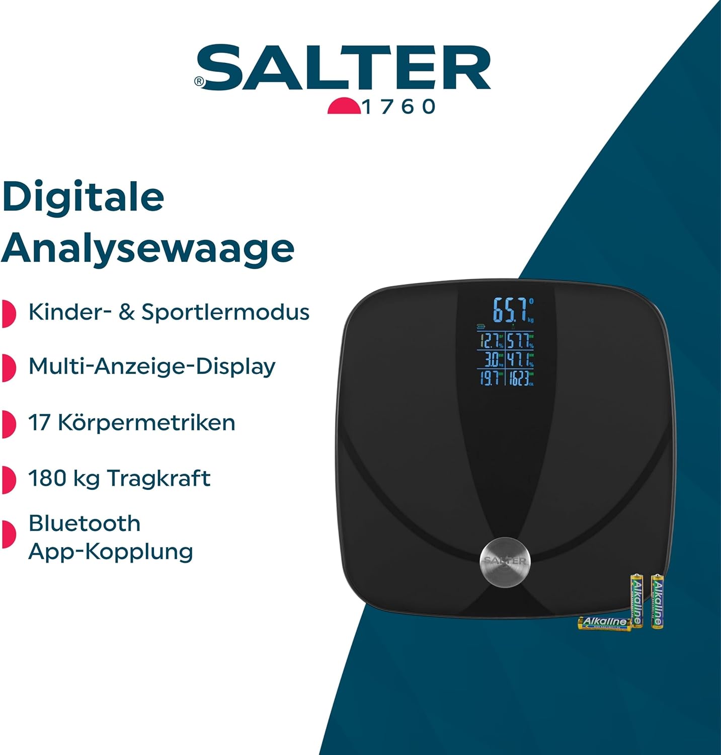 Digitale Analysewaage mit 17 Körpermetriken, Black