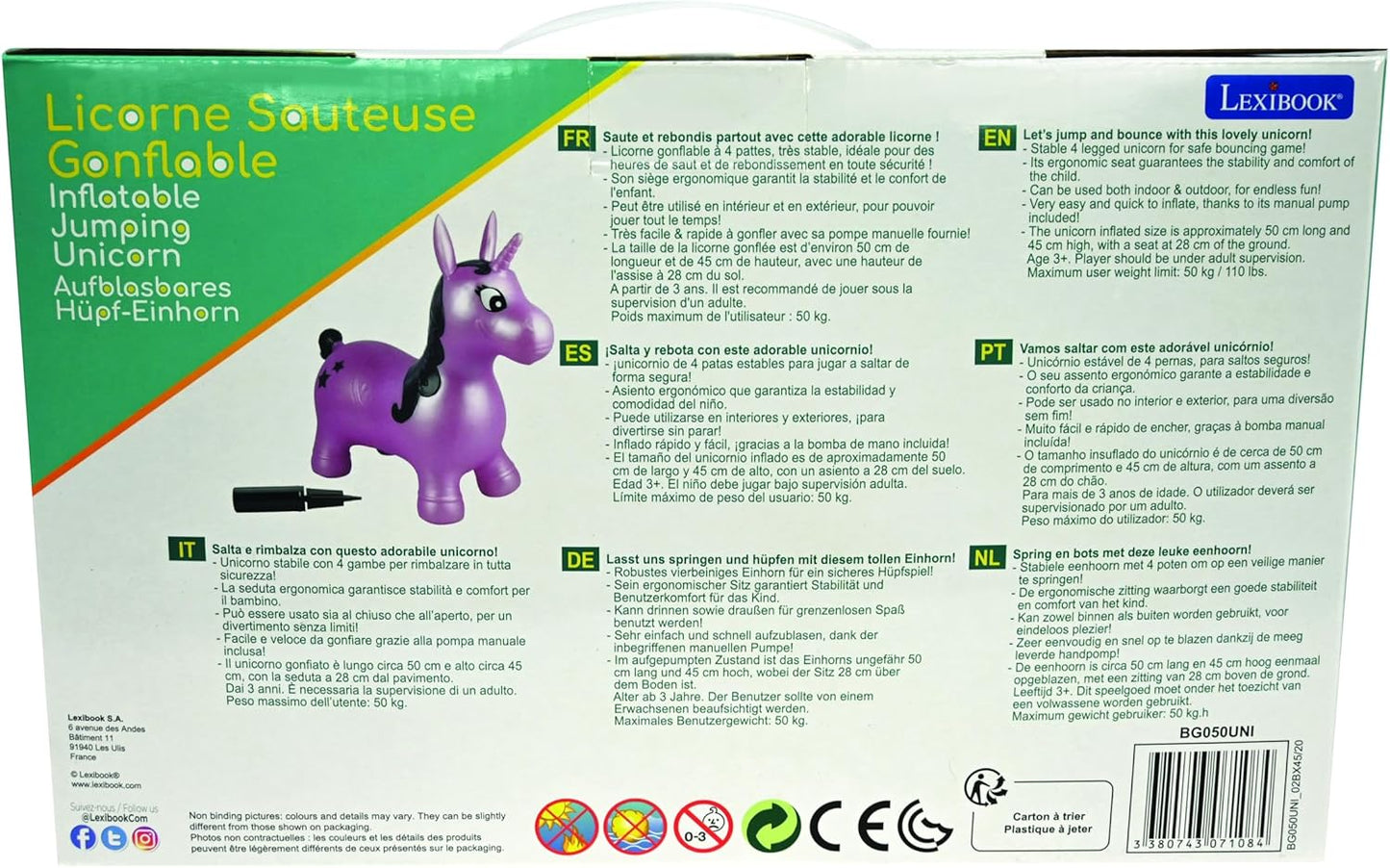 Aufblasbares Hüpf-Einhorn mit Pumpe, Einhorn _A