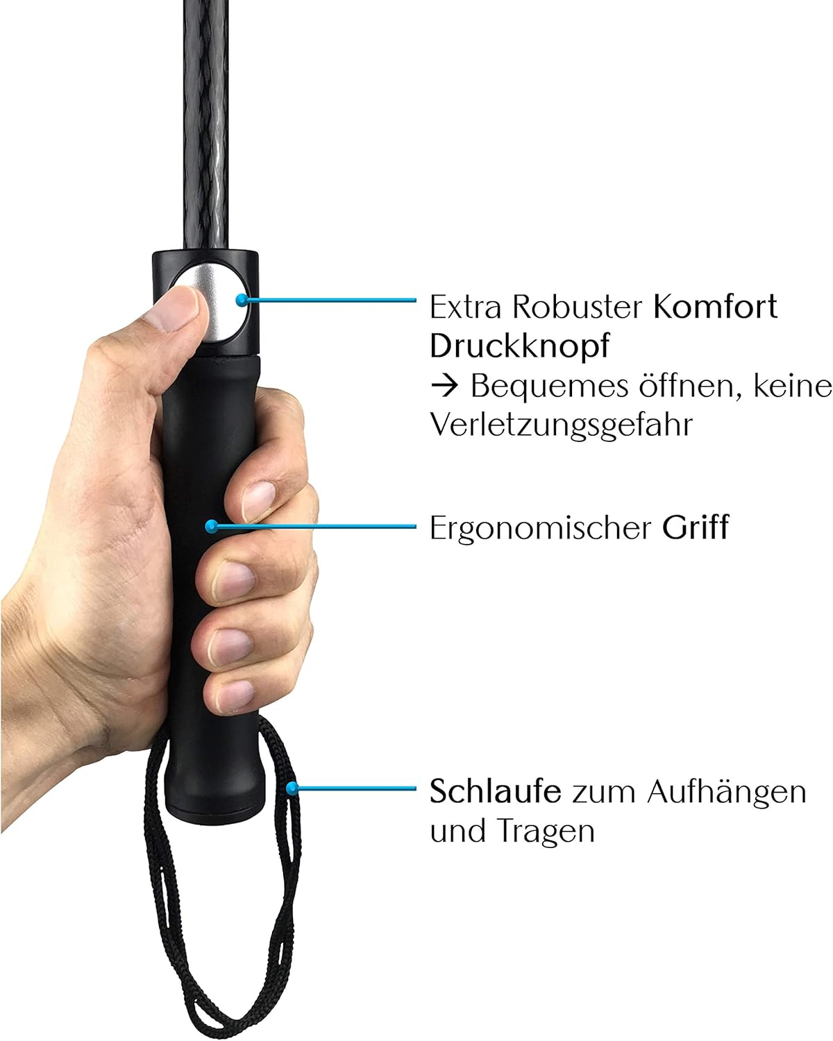 XXXL transparenter Regenschirm mit Automatiköffnung, Transparent - Weisser Rand, Ø150 cm - sehr sehr gross - XXXL