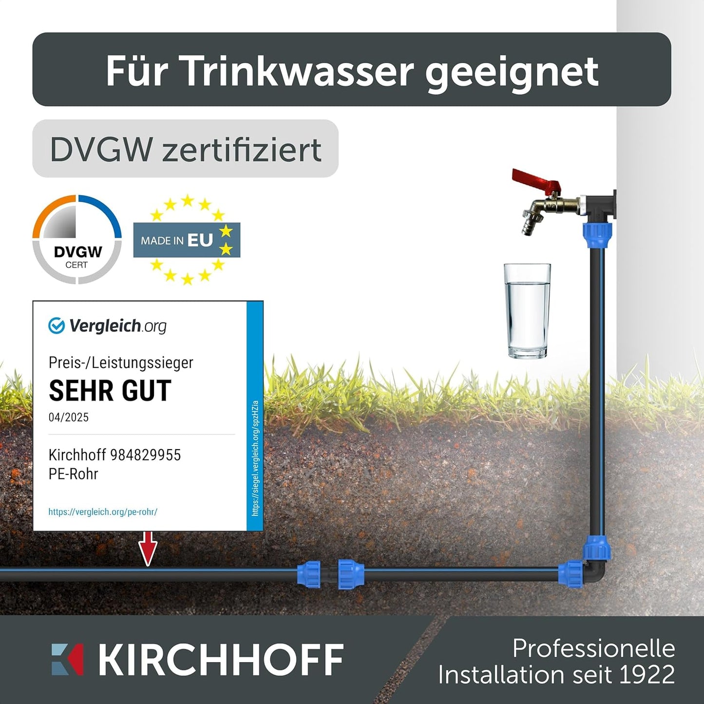 HDPE-Rohr für Gartenbewässerung, 25m 25mm