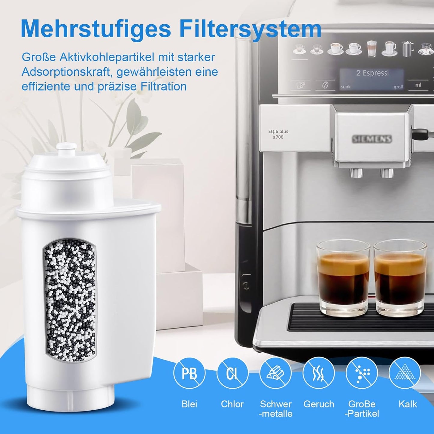Ersatzwasserfilter für EQ Series Kaffeemaschinen (6 Stück), 6