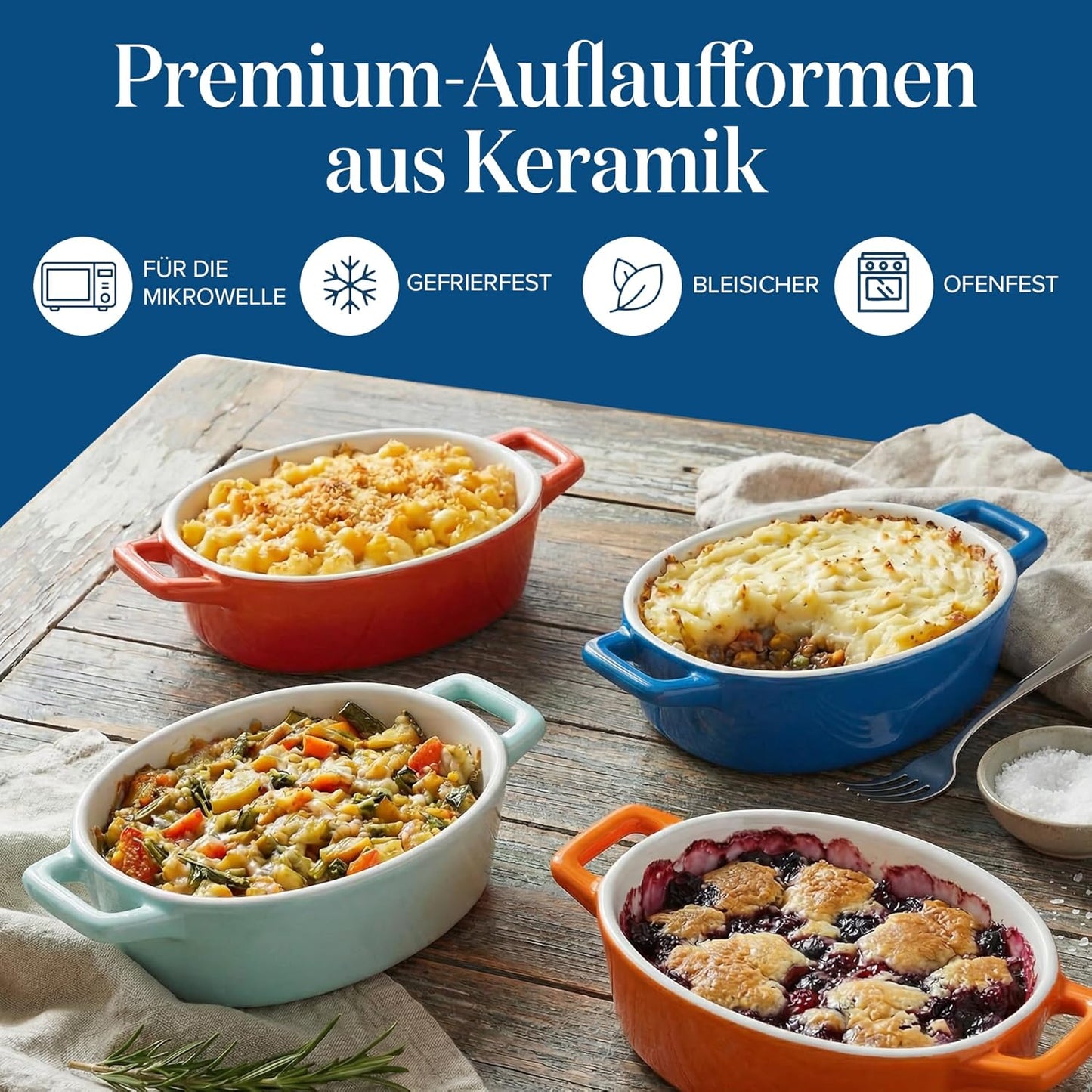 4-teiliges Mini-Auflaufformen-Set, Oval