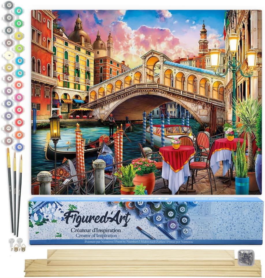 Malen Nach Zahlen Set - Rialtobrücke, Rialtobrücke 40x50cm Mit Keilrahmen (nicht gespannt)