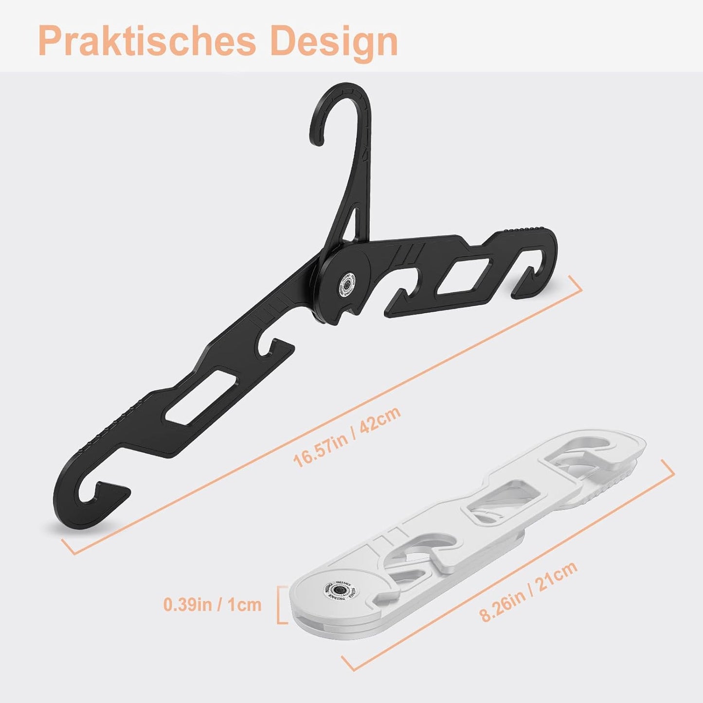 Faltbare Reise-Kleiderbügel im 6er Set, 3 Pack Weiß+3 Pack Schwarz