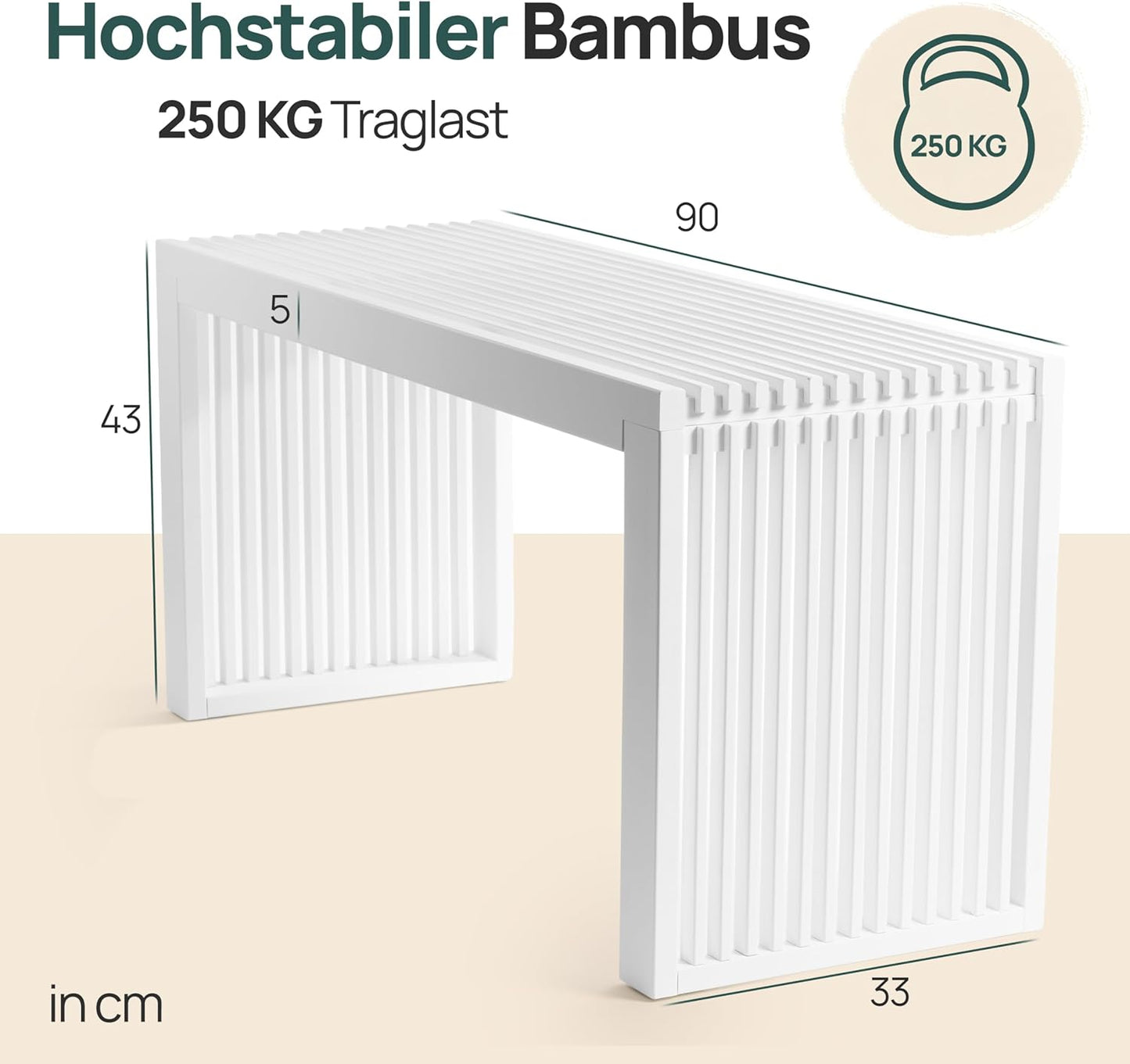 Sitzbank für Flur & Esszimmer, Weiss Lang ohne Schuhablage