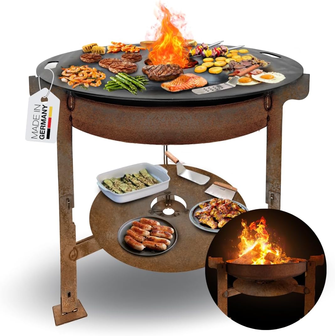 Feuerschale mit Feuerplatte, Feuerschale 55cm mit Feuerplatte 69cm