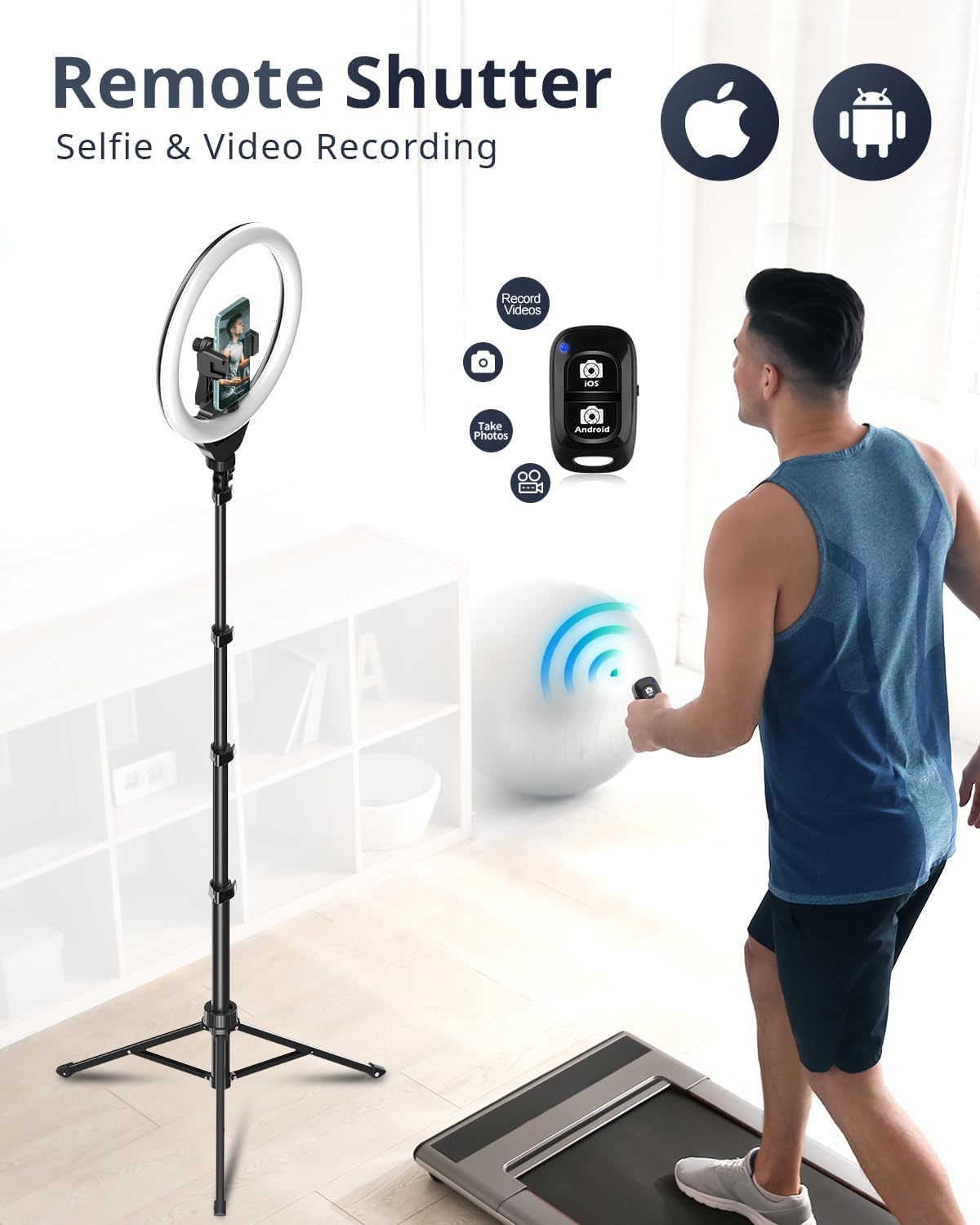 Ringlicht mit Stativ für Video & Streaming, Touch-Steuerung Weiß, Warm, Tageslicht