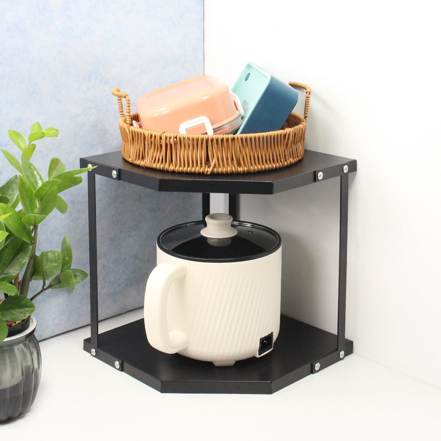 Küchen Aufbewahrungsregal, 2-tier Schwarz