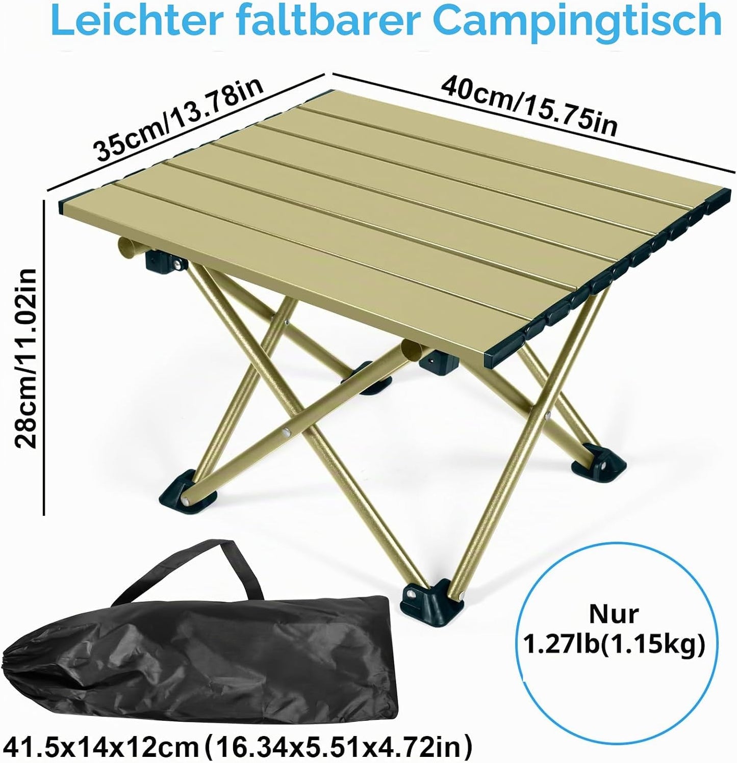 Klappbarer Campingtisch mit Tragetasche, Beige