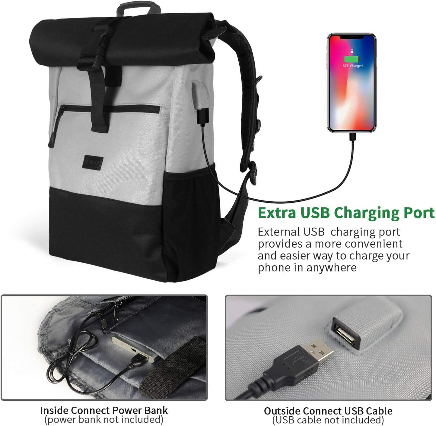 Rolltop Rucksack mit Laptopfach, S33-blackgray