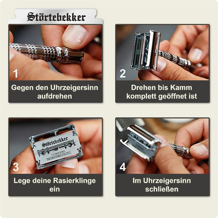 Rasierhobel Set mit Etui, Silber-Café