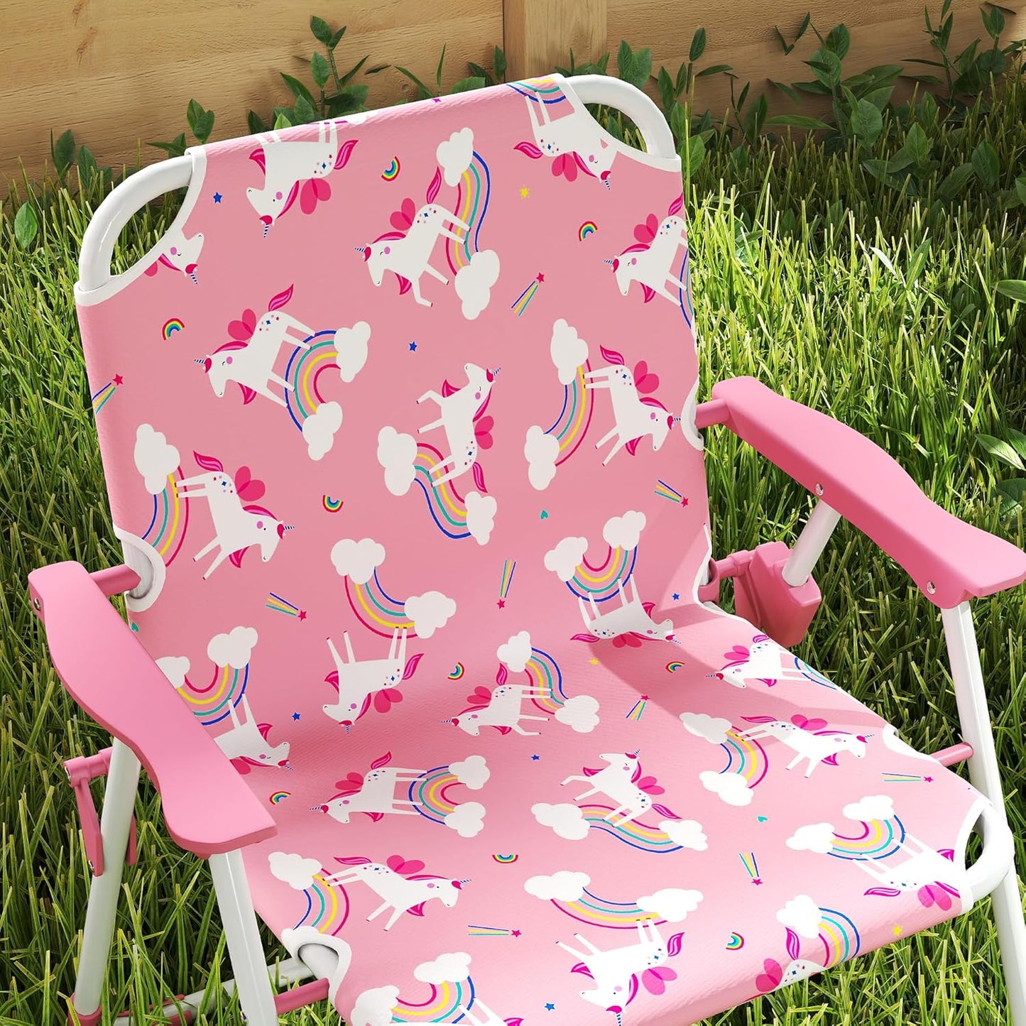 Höhenverstellbare Kindersitzgruppe mit Sonnenschirm, Rosa-einhornmuster