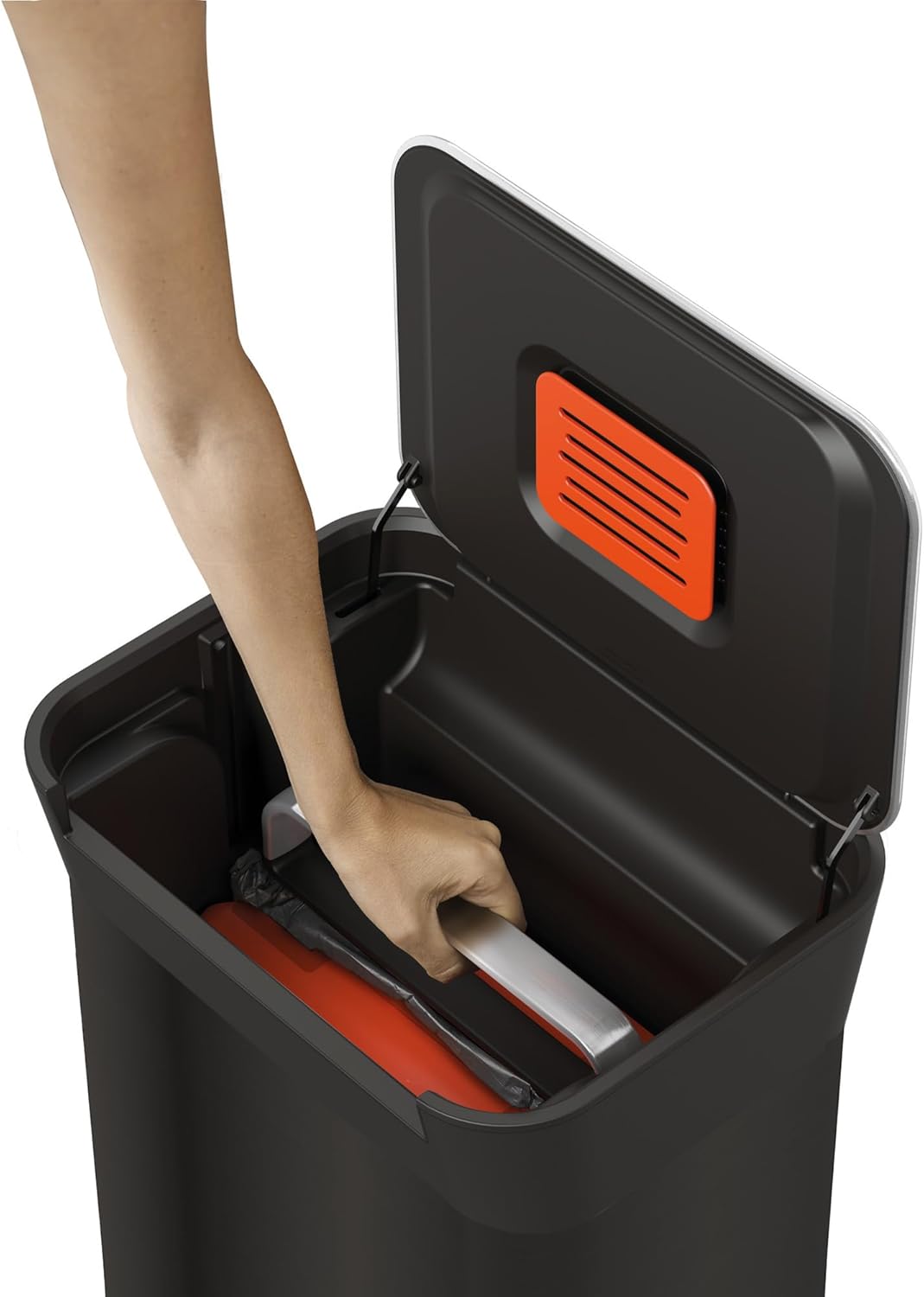Titan Küchenabfalleimer mit Pressvorrichtung, 30L Schwarz