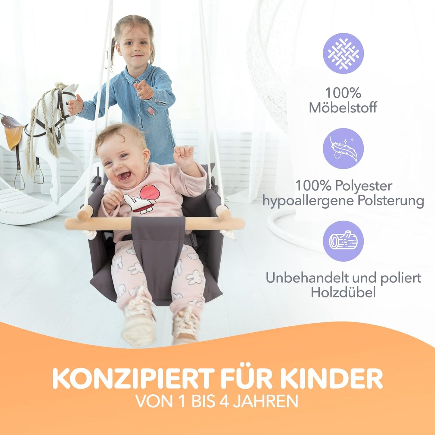 Babyschaukel, Dunkelgrau