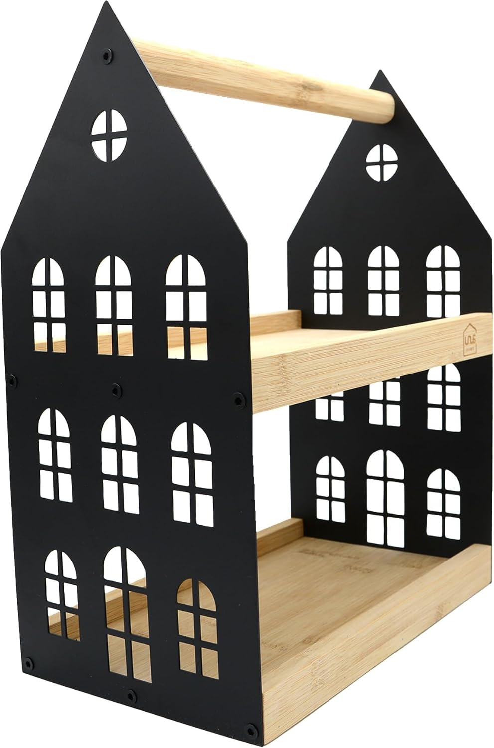 Haus-Etagere mit 2 Etagen und Griff, Schwarz Klein