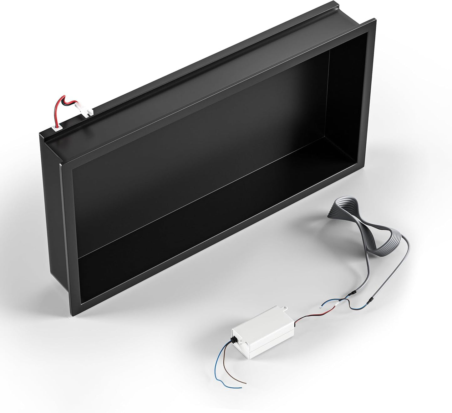 Wandnische mit LED-Streifenlicht, Schwarz 60 x 30 x 10 cm
