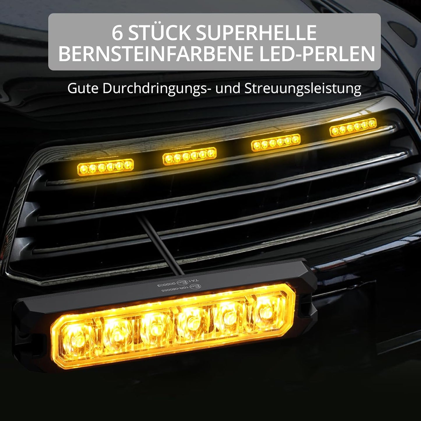 LED Warnlicht Frontblitzer 4er-Set, 4x 6LEDs