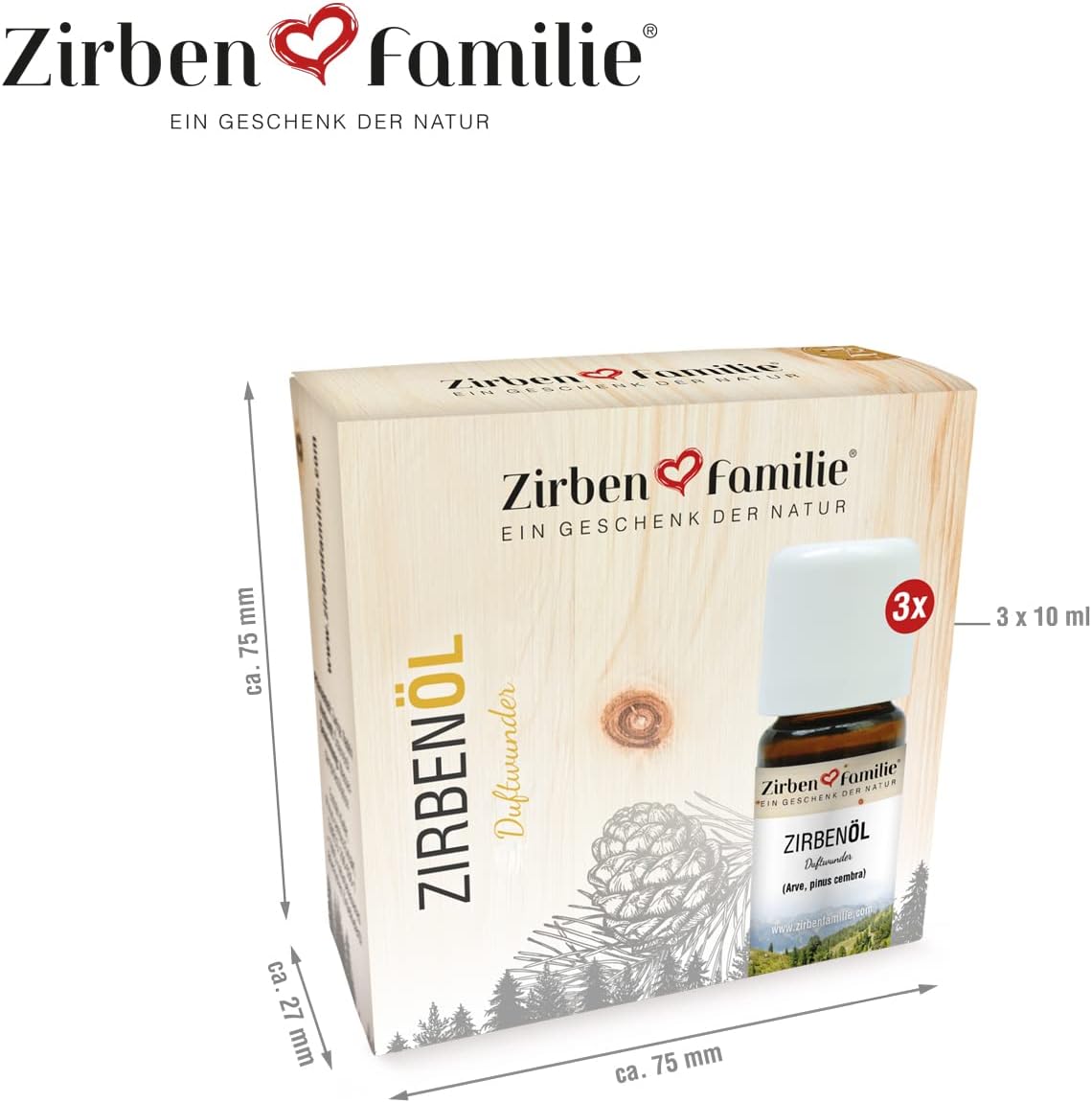 3er Set naturbelassenes Zirbenöl