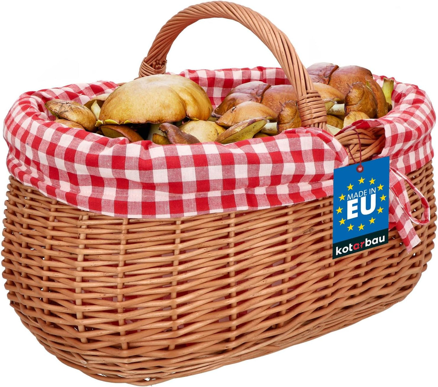 Picknickkorb mit Einsatz, Mit Rot Kariertem