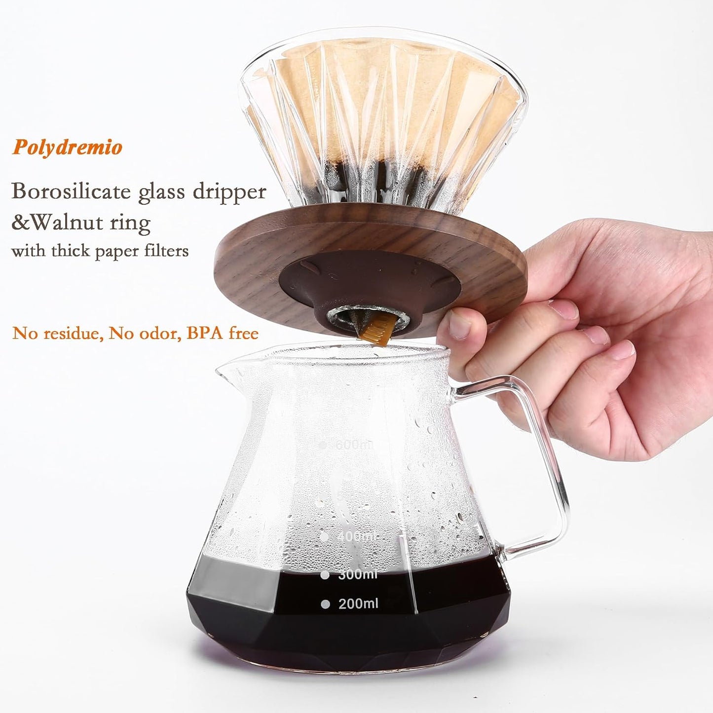 Kaffeetropfer mit 100 Papierfiltern Size 02, Dripper(transparent)