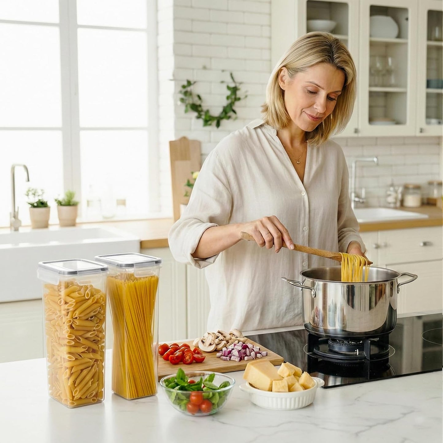 6er-Set Vorratsdosen für Spaghetti & mehr, Schwarz 2.8LX6 Stück