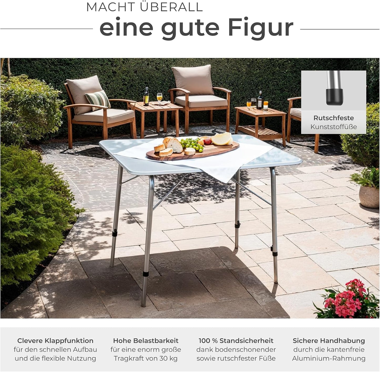 Klappbarer Campingtisch, 80x60x68cm (Model 402173)