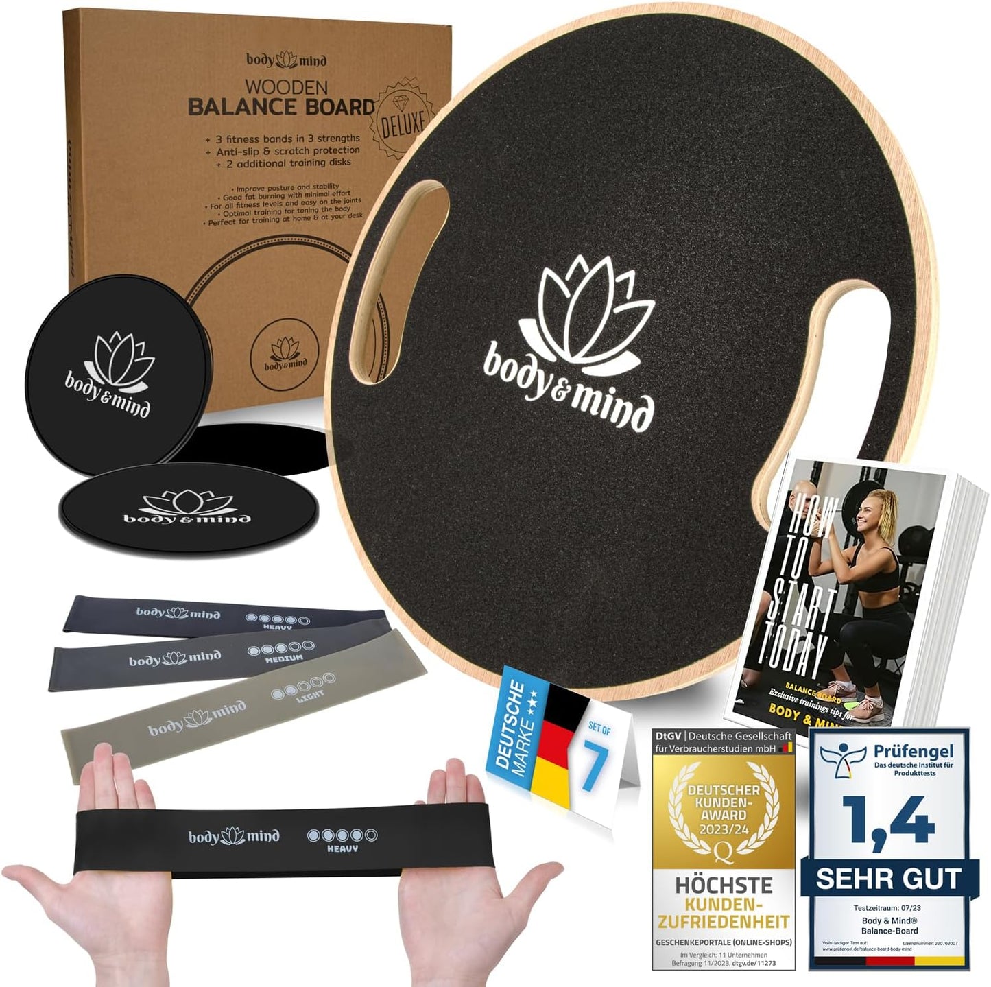 Balanceboard Deluxe für Gleichgewichtstraining, Studio Set Deluxe Holz