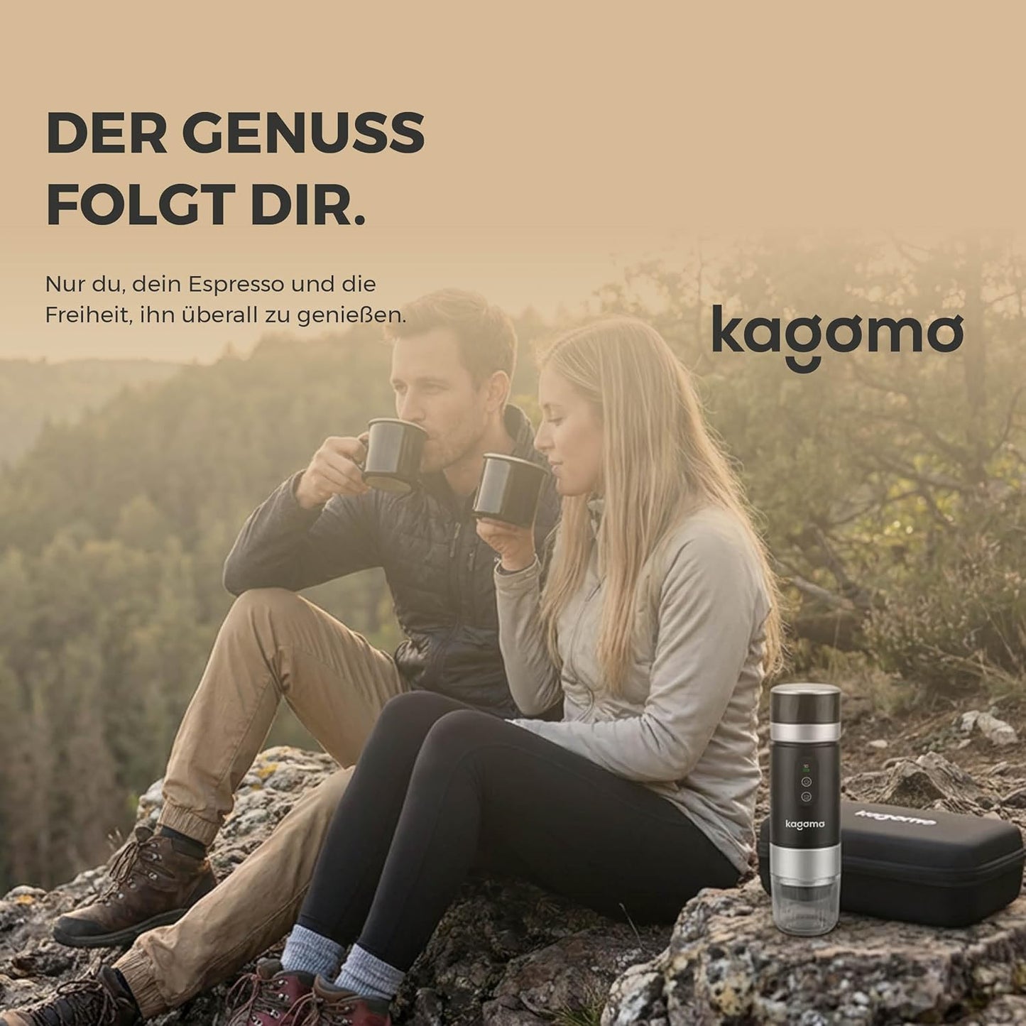 Tragbare Espressomaschine mit Akku und USB-C, Schwarz