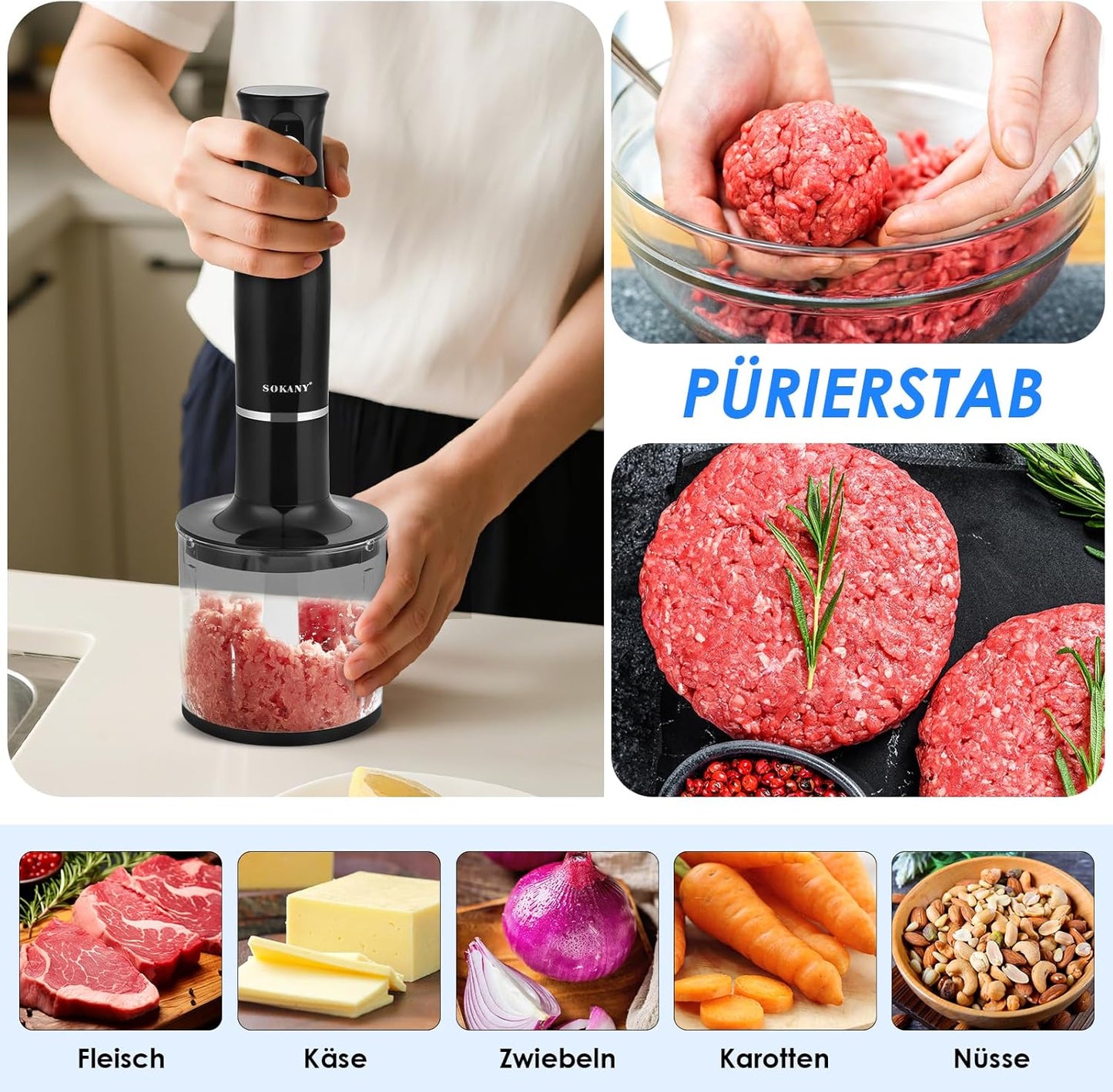 4-In-1 Stabmixer mit Zubehör