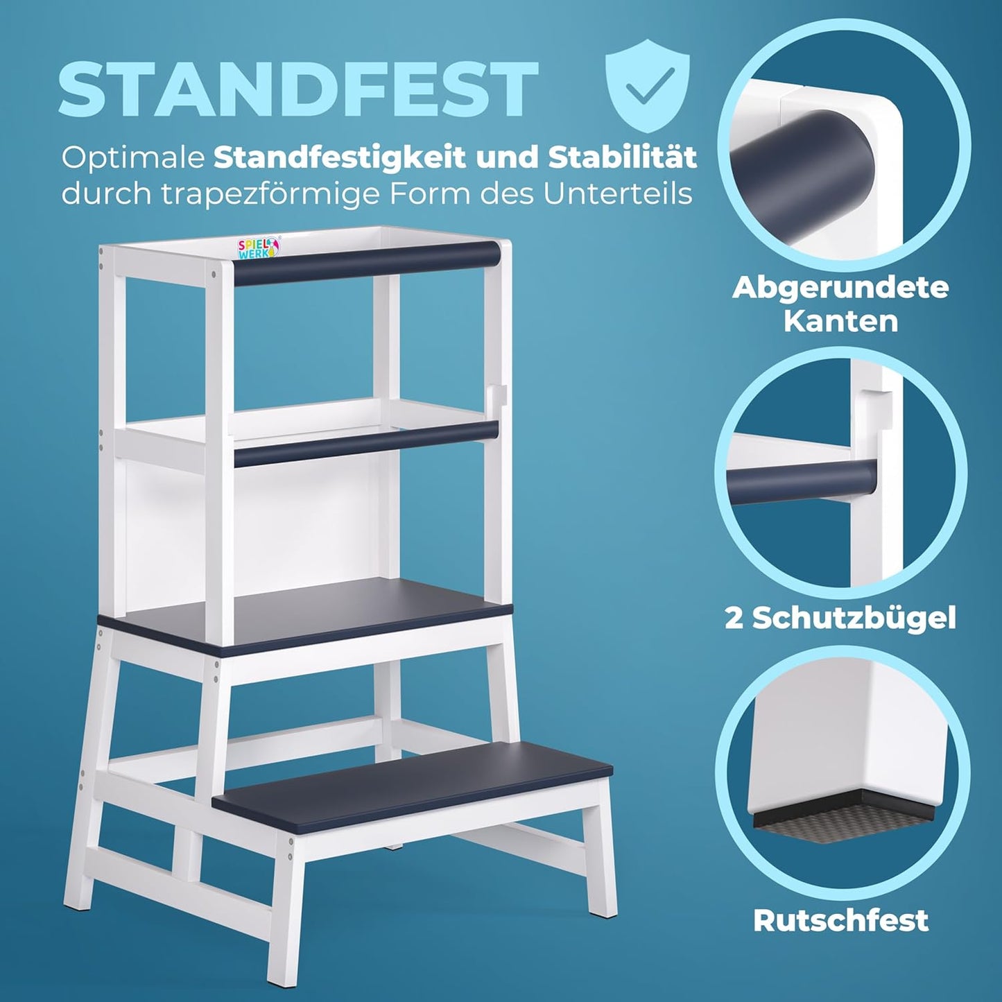 Lernturm mit Tafel, Weiß-grau