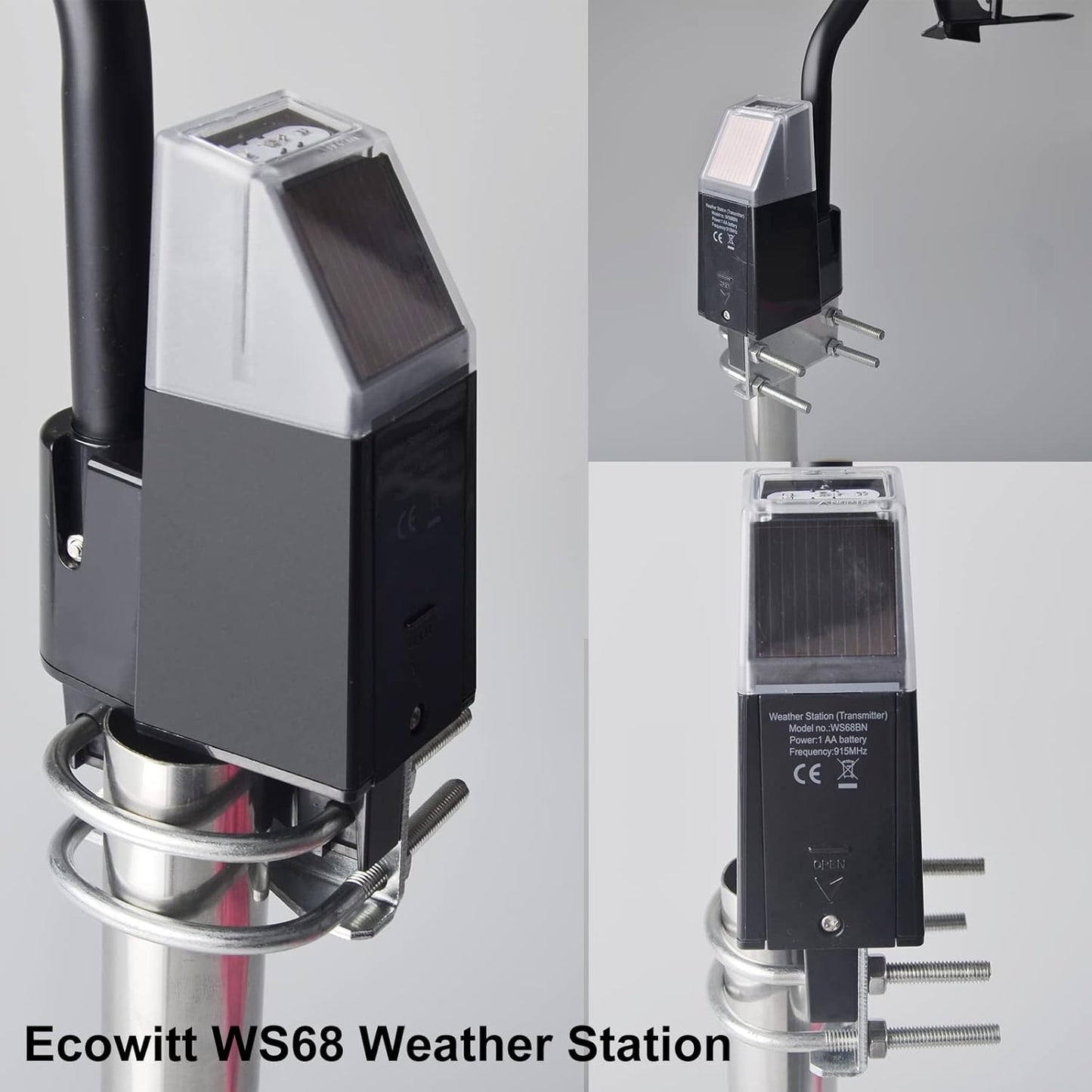 Solarbetriebener 4-in-1 Funk-Windmesser WS68 für Wetterstationen, WS68: 4 in 1 Einheit