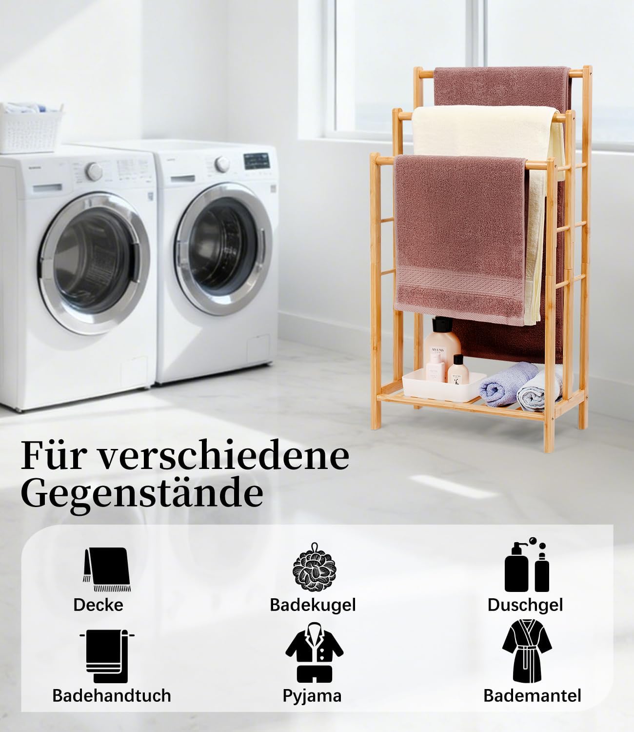 Handtuchständer mit Ablage, 86cm hoch