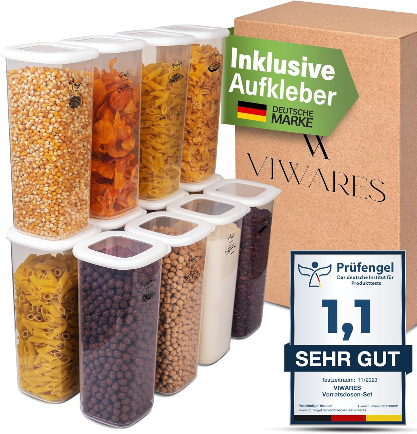 12er Set Vorratsdosen, Weiss, Poly 12er 1750ml Set