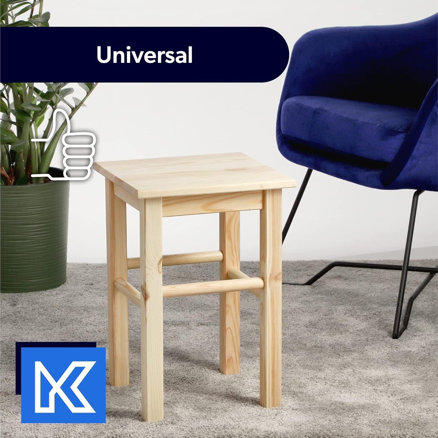 Quadratischer Holzhocker, Quadratisch