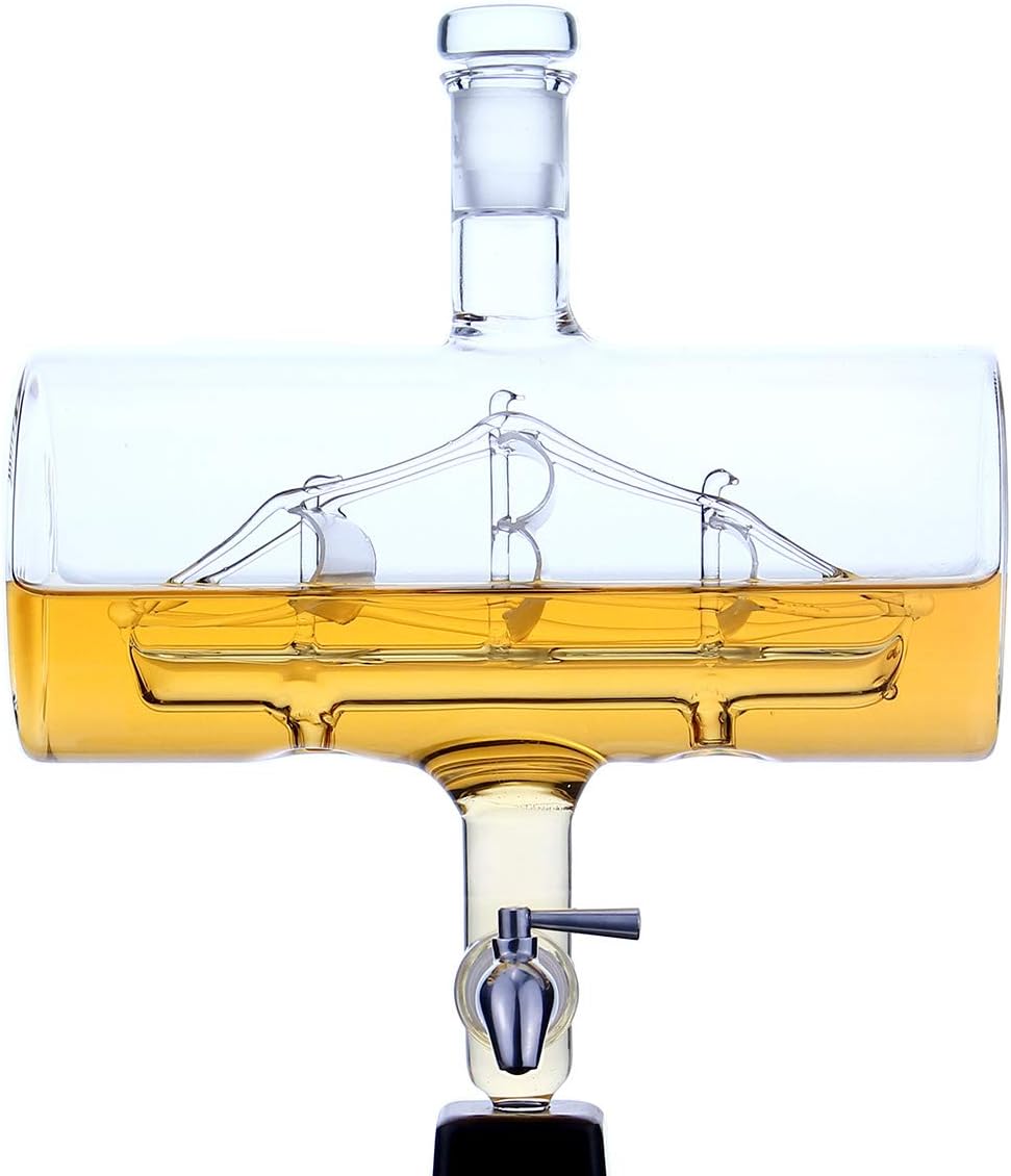 Whisky-Dekanter-Set mit Gläsern, Barrel Dekanter + 4 Gläser
