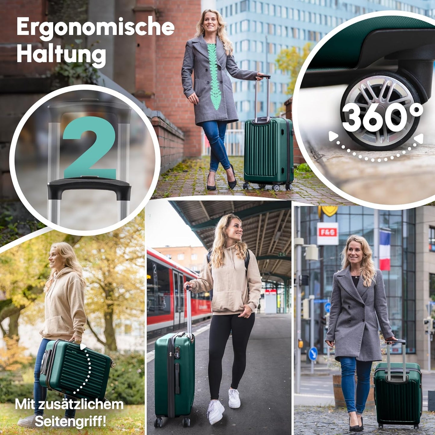 Hartschalenkoffer für Handgepäck, 54cm Dark Green