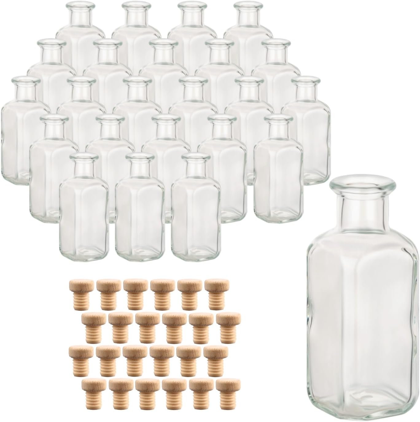 24er-Set Apothekerflaschen mit Korken (100 ml), 24 Stück