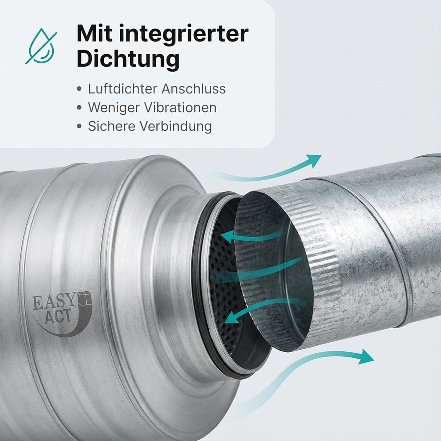 Rohrschalldämpfer aus Stahl für Lüftungssysteme 150 mm, 150 mm / 30 cm