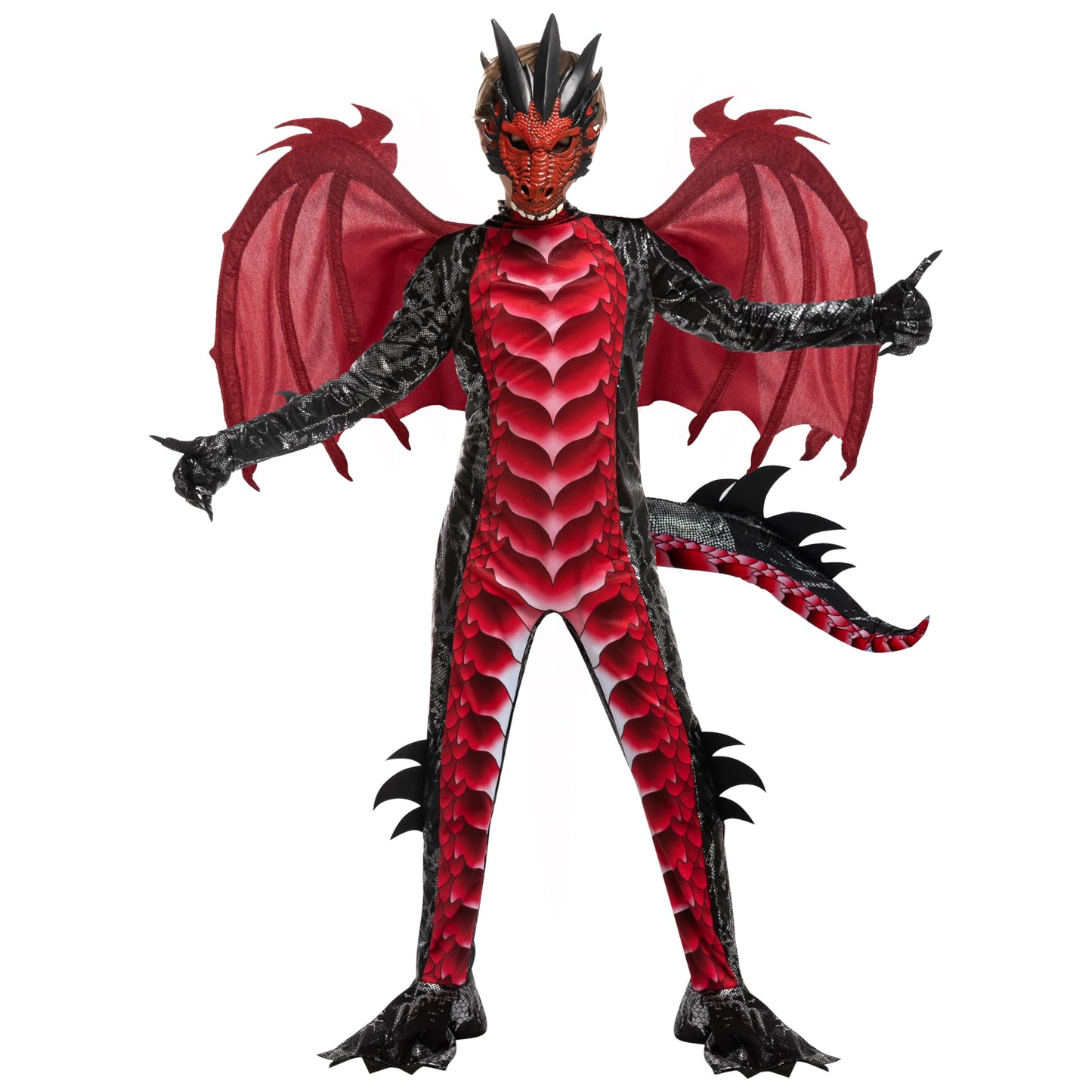 Drachenkostüm-Set, Large (10-12 yrs) Rot