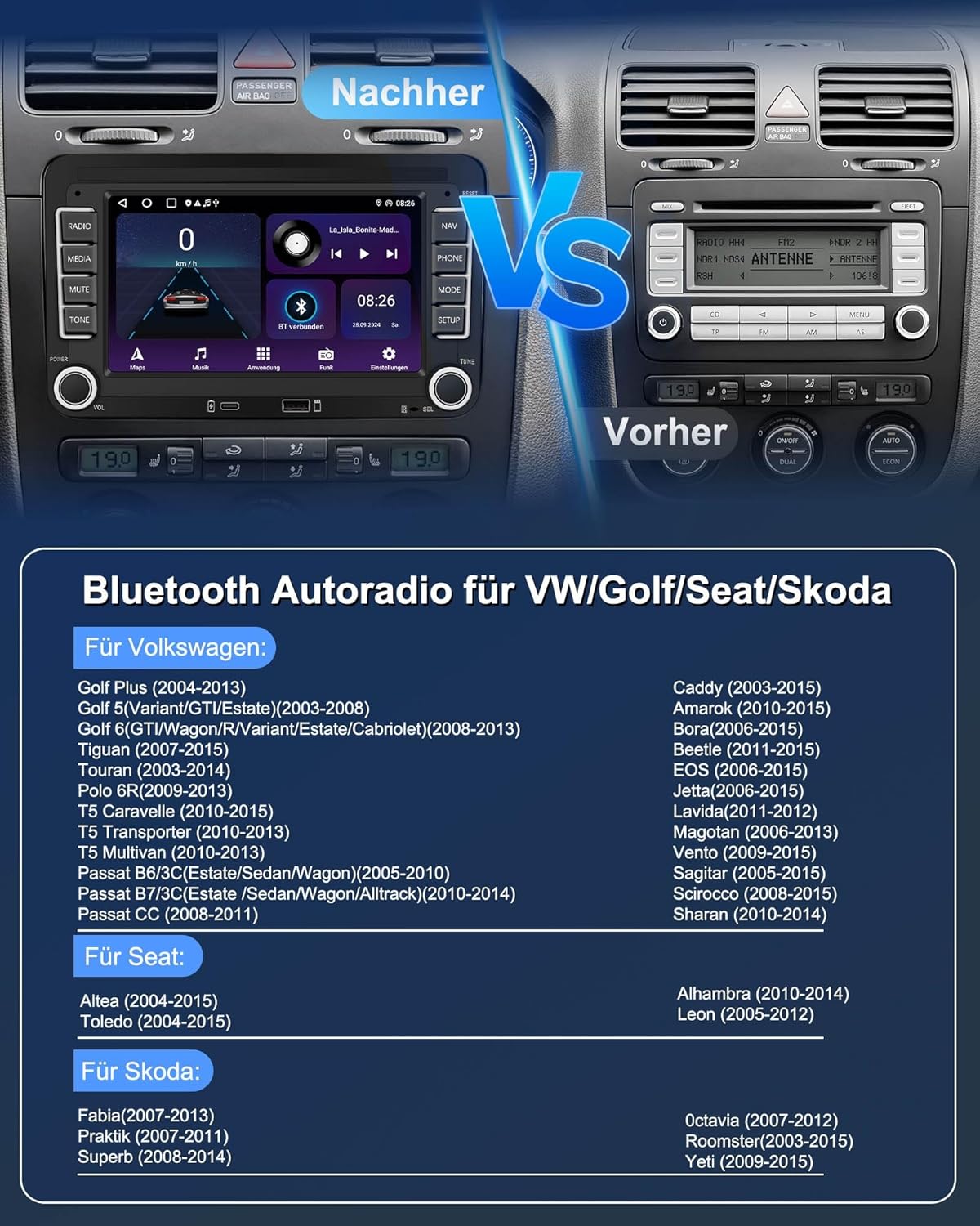Bluetooth Autoradio mit Navi und 7 Zoll Bildschirm