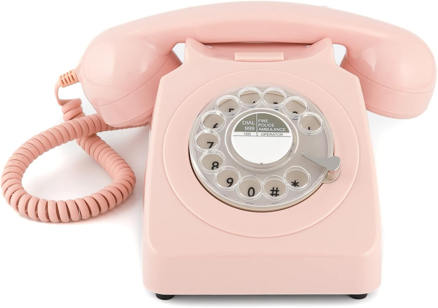 Retro-Telefon mit Wählscheibe im 70er Jahre Design, Pink- Nelke Rosa