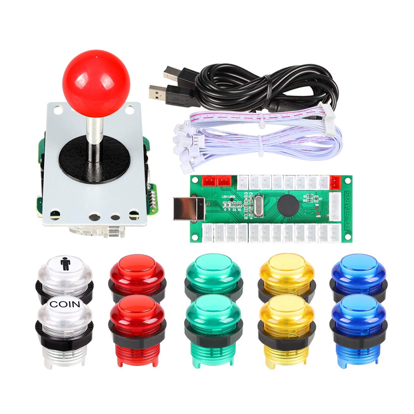 Arcade DIY Kit: Joystick mit 10x Druckknöpfen für Raspberry Pi 2, 3 & 3B