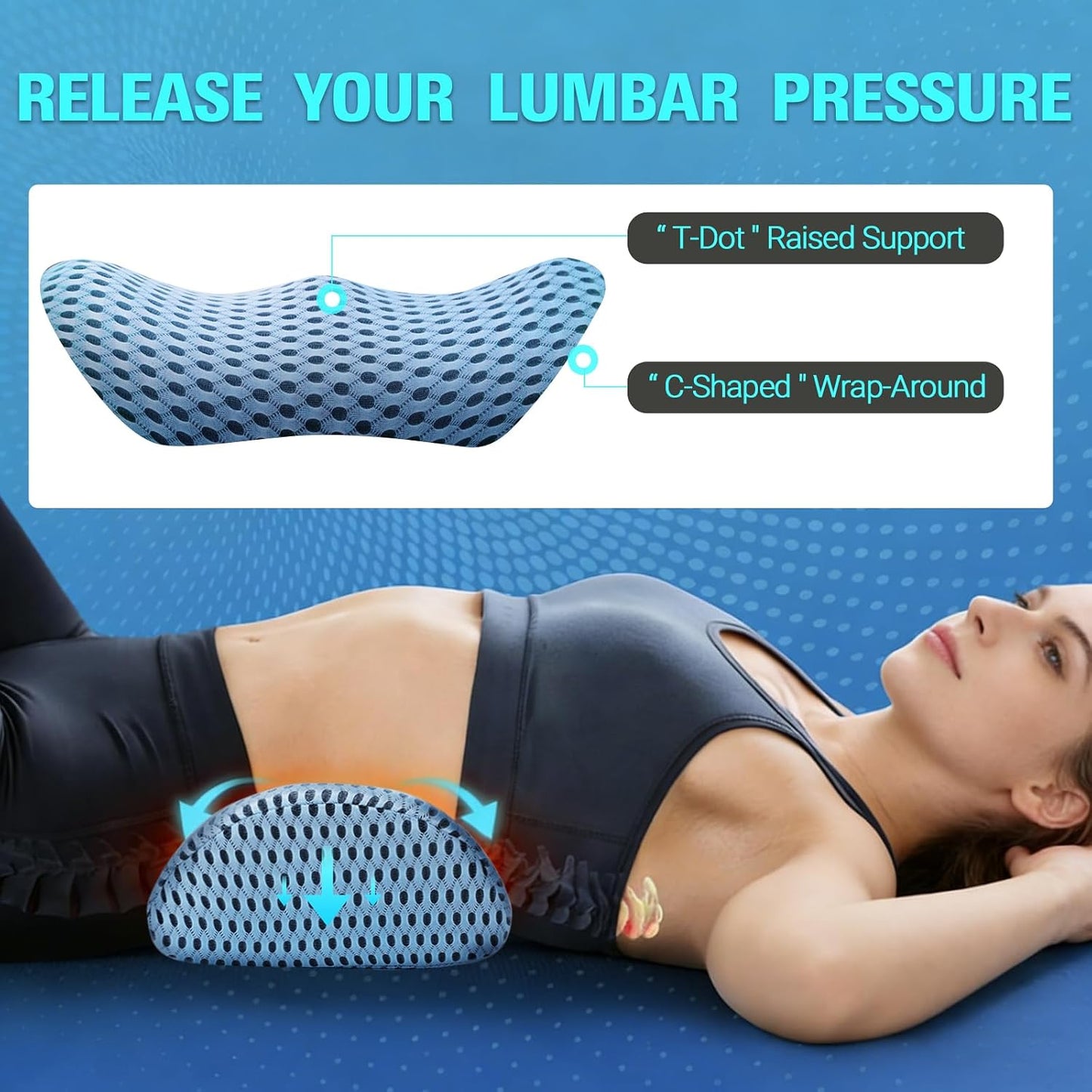 Ergonomisches Lumbalkissen aus Memory-Schaum, Blau