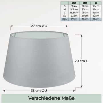 Lampenschirm, 35 cm, Grau XXL = ØU: 35cm | ØO: 27cm | H: 20cm