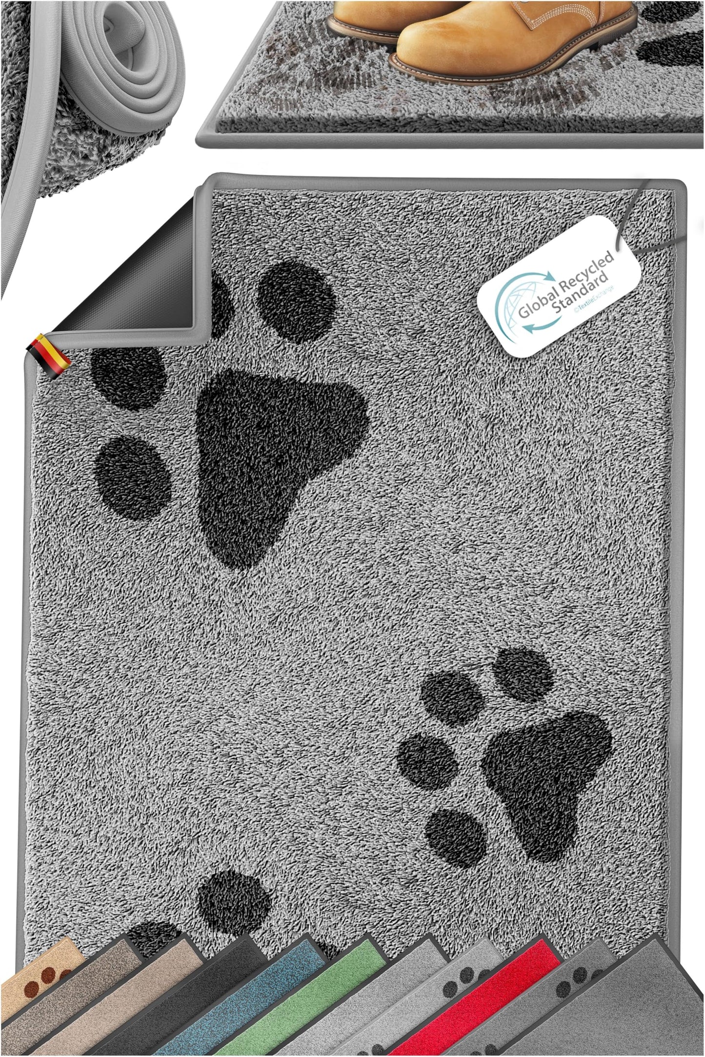 Schmutzfangmatte im Pfotendesign, 80x120 cm, 80x120cm Hellgrau Pfotendesign