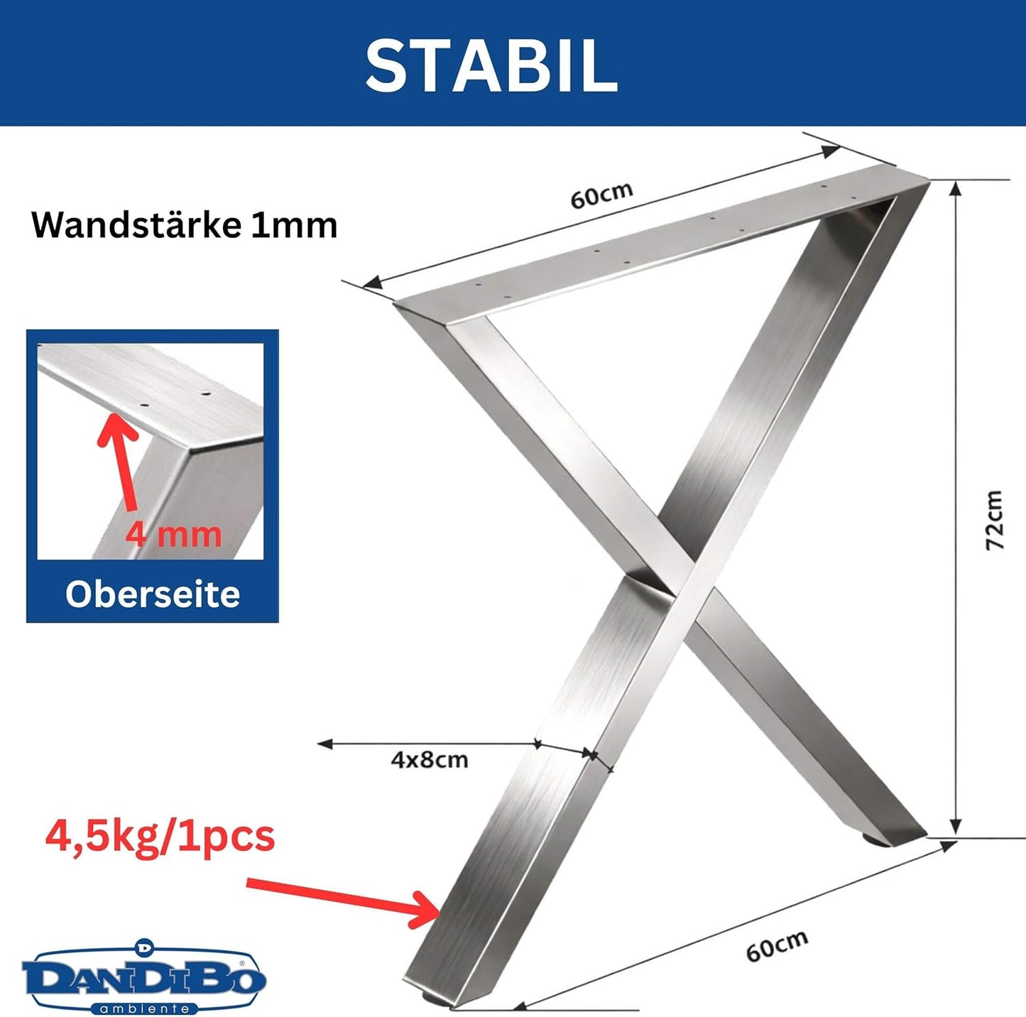 2er-Set höhenverstellbare Tischbeine