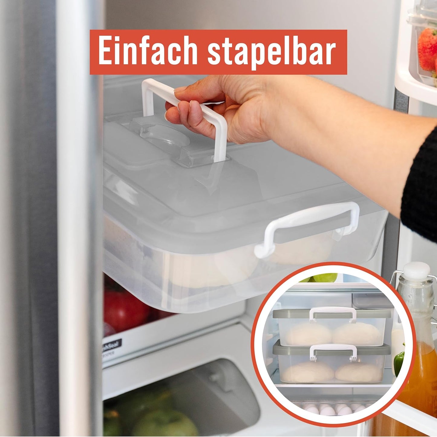 2er-Set Pizzateig-Gärboxen, Grau 14 x 11 x 3 pulgadas