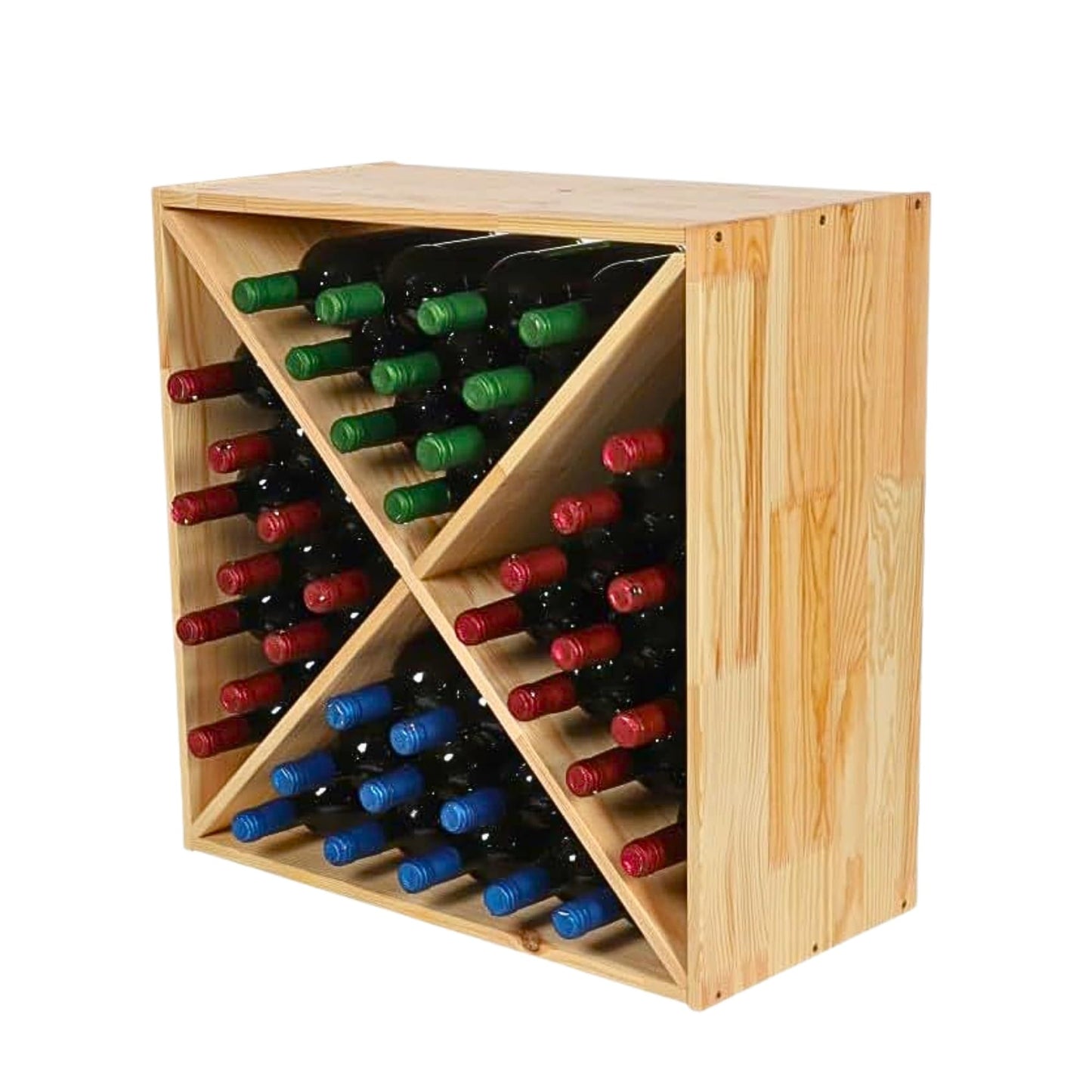 Modulares Weinregal für 40 Flaschen, Kreuz Modul für 40 Flaschen Kiefer Natur