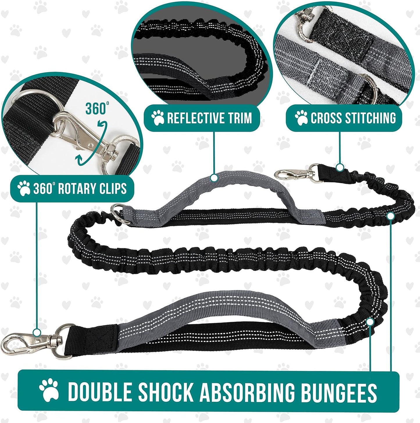 Joggingleine doppelt mit Bauchgurt, anthrazit 2 Leashes